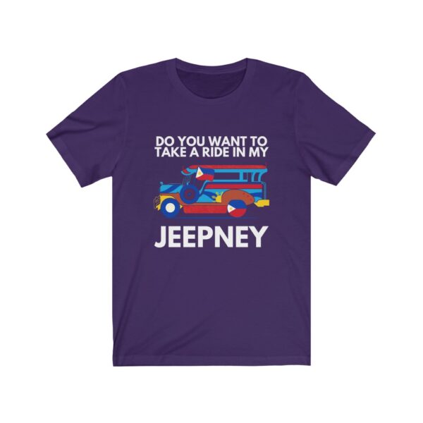 "Take a Ride In My Jeepney" (White Letterings) Unisex Jersey Short Sleeve Tee - Image 5